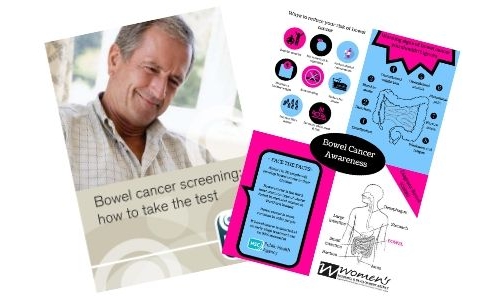 two leaflets relating to bowel cancer.